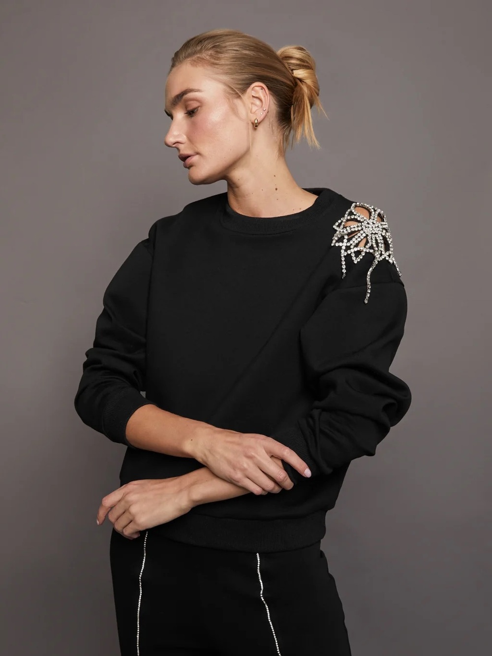 Carbon 38 Rhinestone Cut Out Sweatshirt